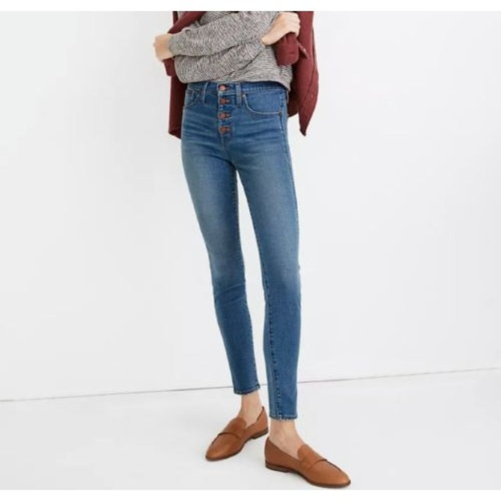 MADEWELL 10" High-Rise Waist Skinny Jeans Exposed Button Fly Women's size 27 NWT